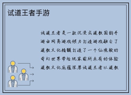 试道王者手游